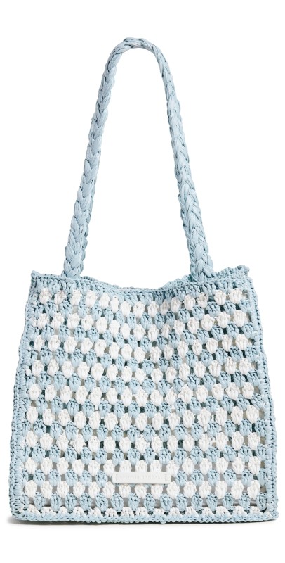 Loeffler Randall Missy Crochet Two Tone Tote Cream/Blue