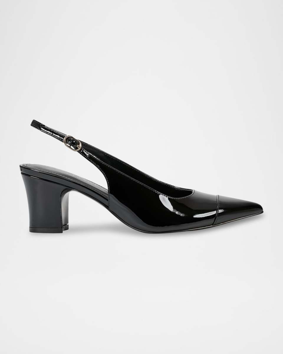 Leather Cap-Toe Slingback Pumps