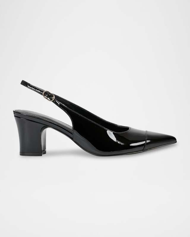 Leather Cap-Toe Slingback Pumps