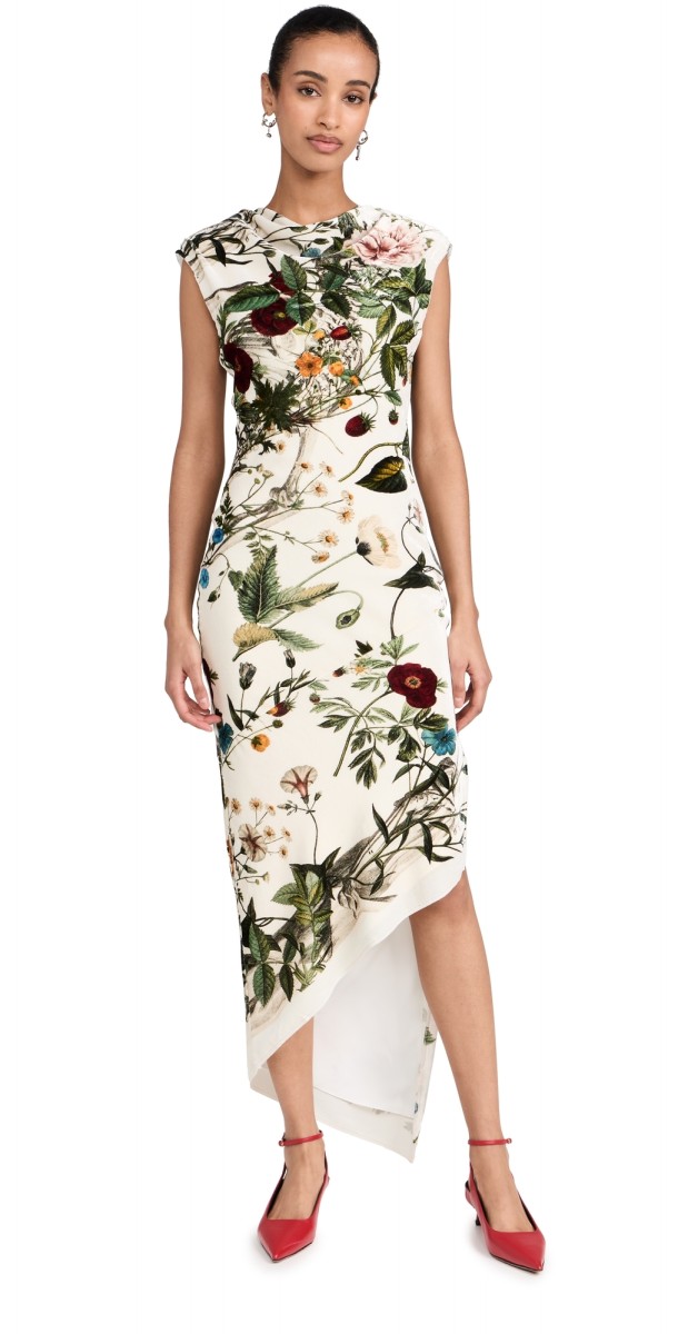 Monse Floral Skeleton Velvet Dress Ivory Multi