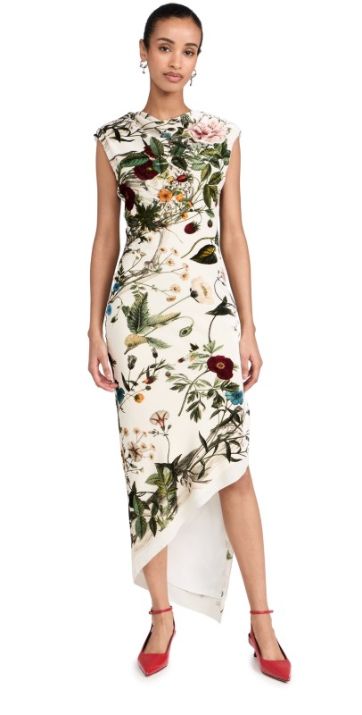 Monse Floral Skeleton Velvet Dress Ivory Multi