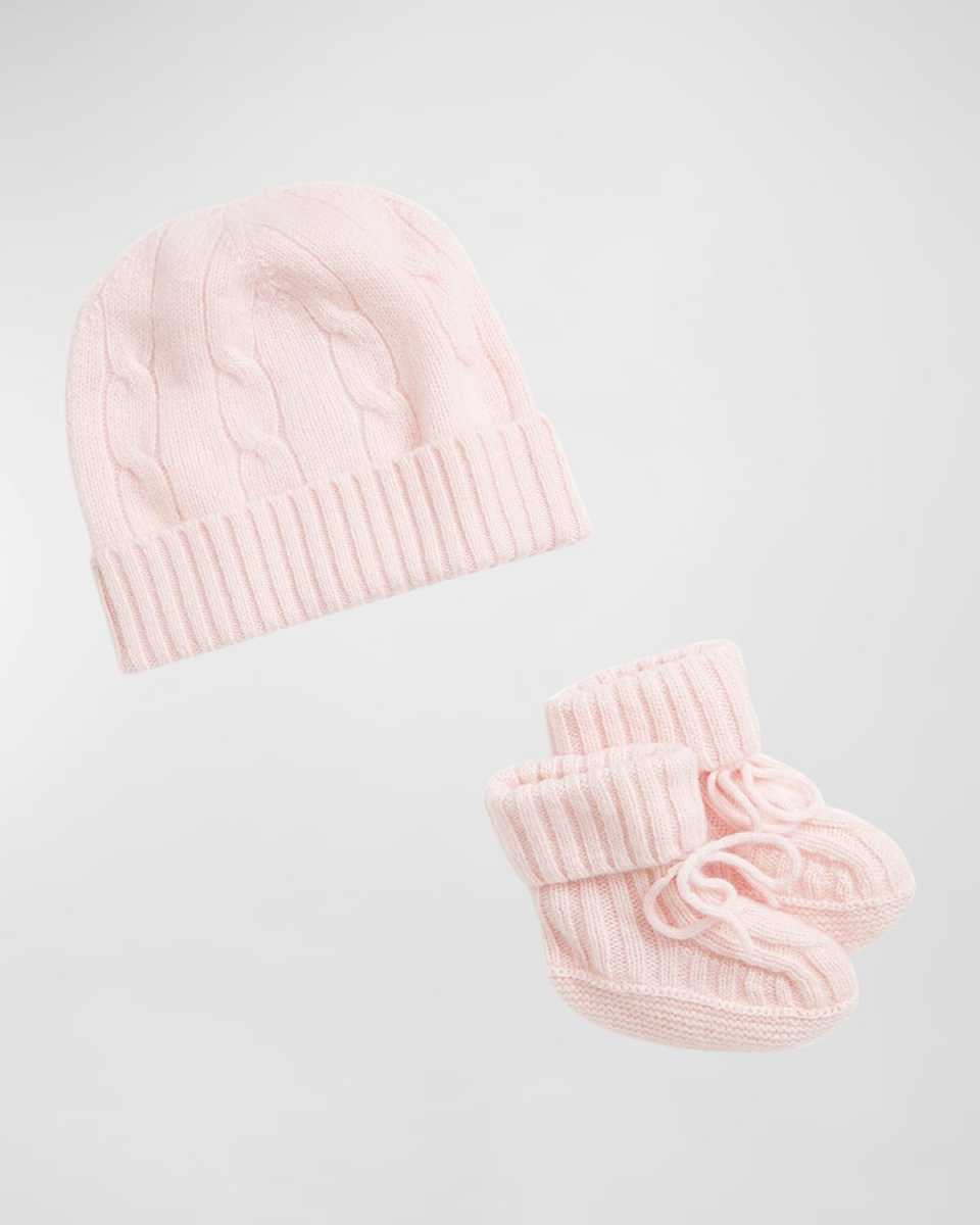 Girl's Cashmere Hat & Booties Gift Set, Size Newborn-9M