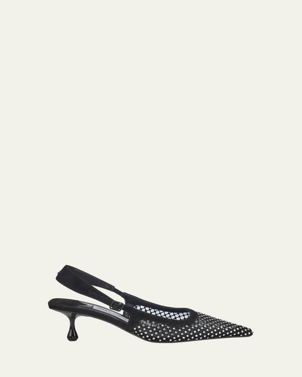 Amel Crystal Net Slingback Pumps