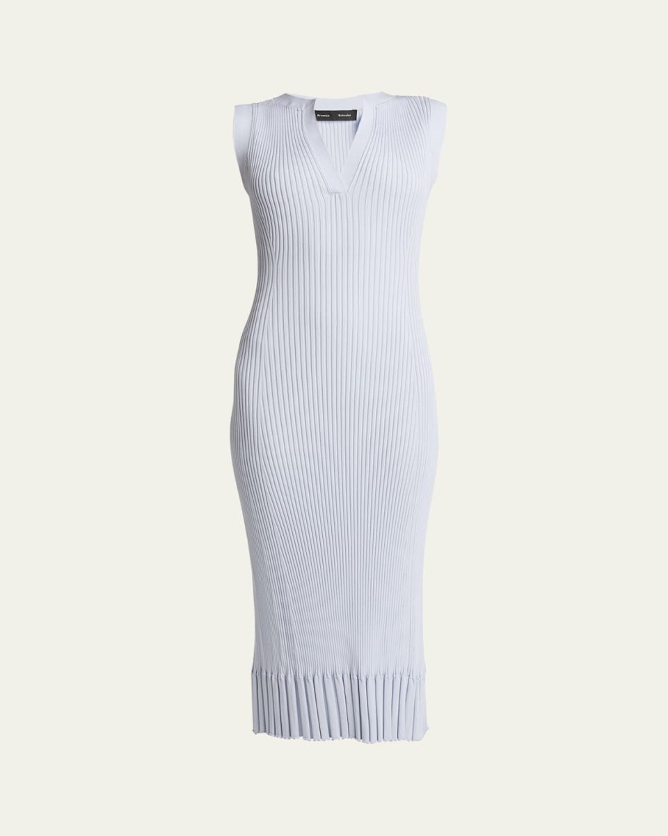 Tatum V-Neck Sleeveless Rib Knit Midi Dress