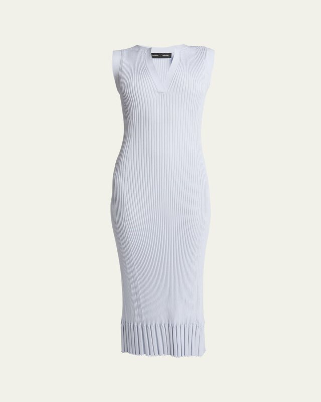 Tatum V-Neck Sleeveless Rib Knit Midi Dress