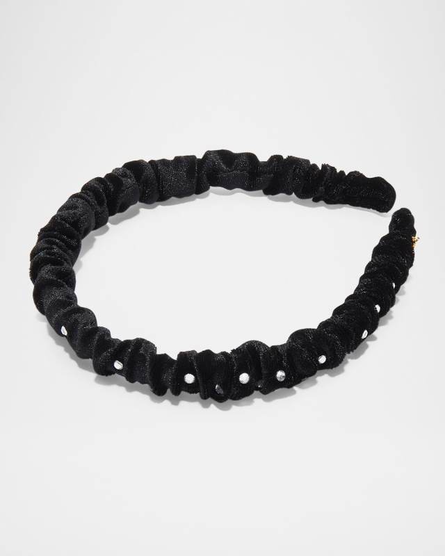 Jessie Crystal Velvet Skinny Headband