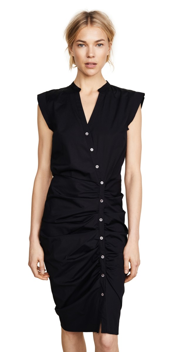 Veronica Beard Long Ruched Dress Black