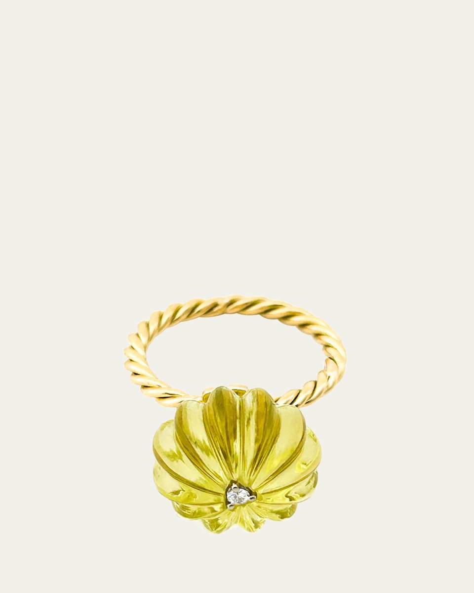 Saturn Lime Citrine Diamond Ring, Size