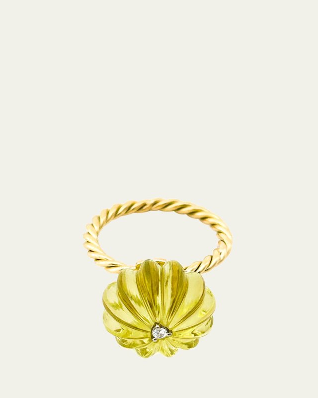 Saturn Lime Citrine Diamond Ring, Size