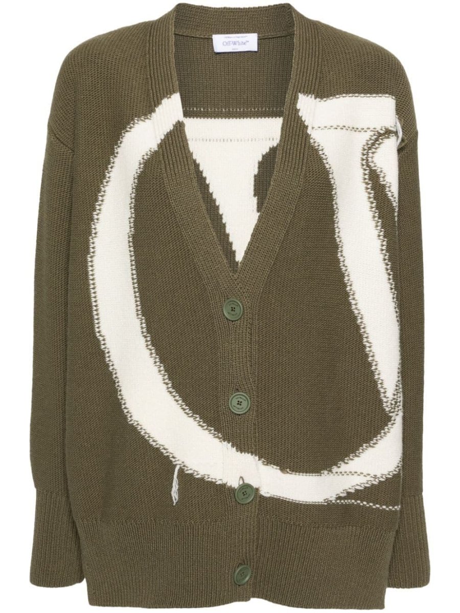 intarsia-knit logo cardigan