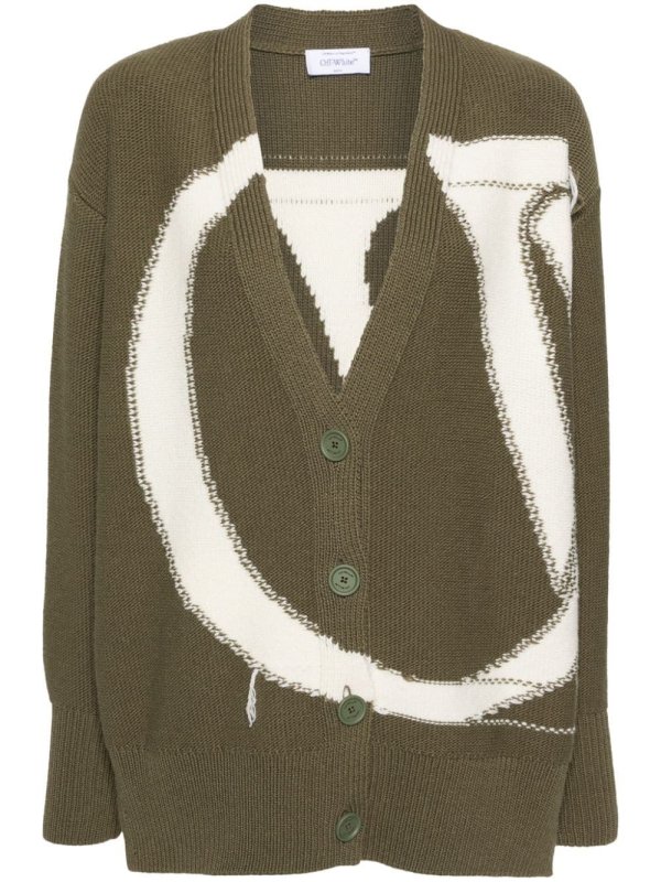 intarsia-knit logo cardigan