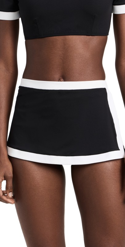 STAUD Nell Swim Skirt Black/White