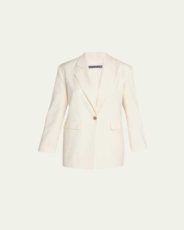 Single-Button Wool Oversized Blazer