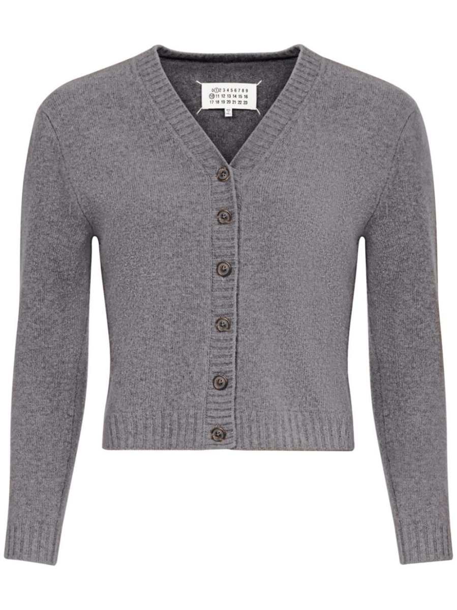 V-neck wool cardigan
