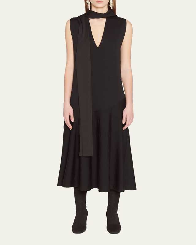 Draped Scarf Midi Dress