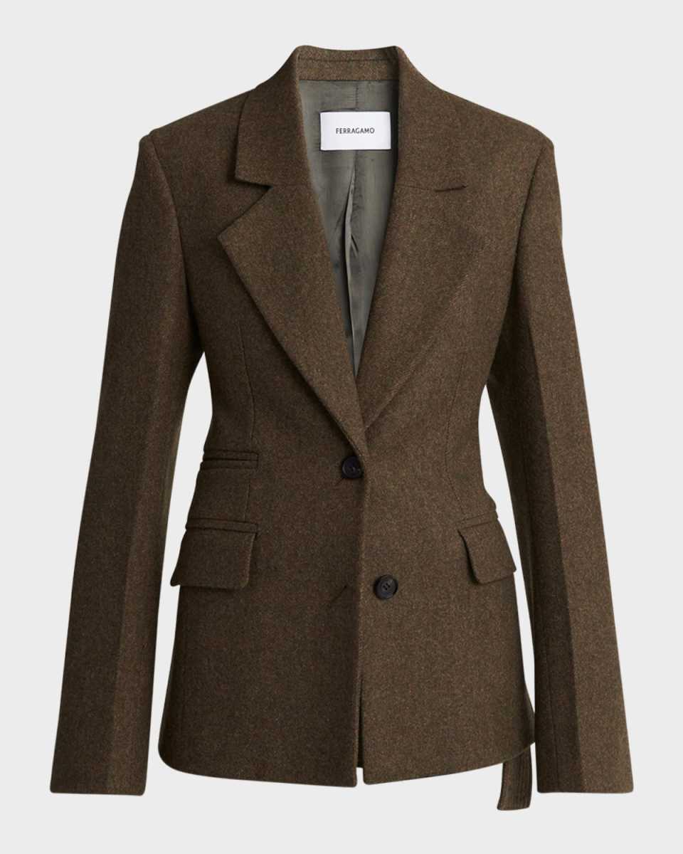 Single-Breasted Wool Blazer Jacket