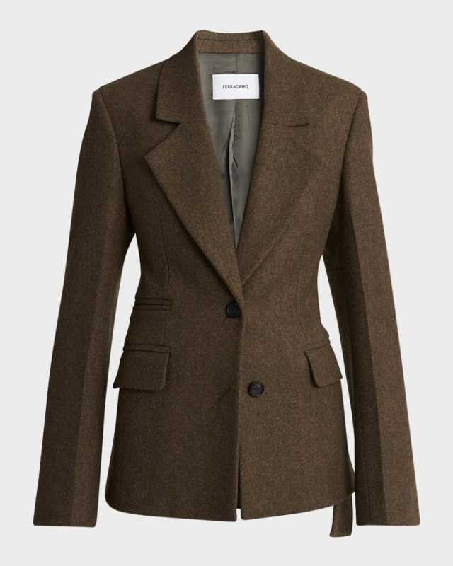 Single-Breasted Wool Blazer Jacket