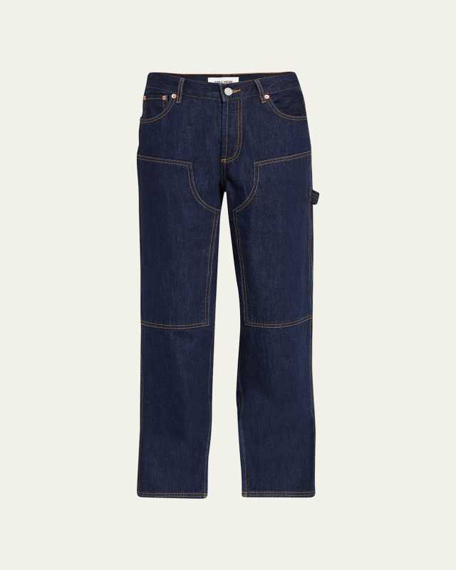 Subway Mid-Rise Straight Topstitch Jeans