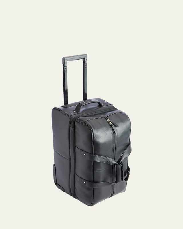 Monogrammed Leather Executive Rolling Duffel Suitcase