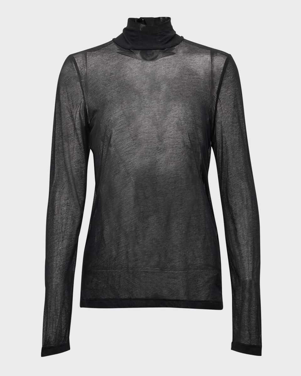 Sheer Two-Way Turtleneck Top