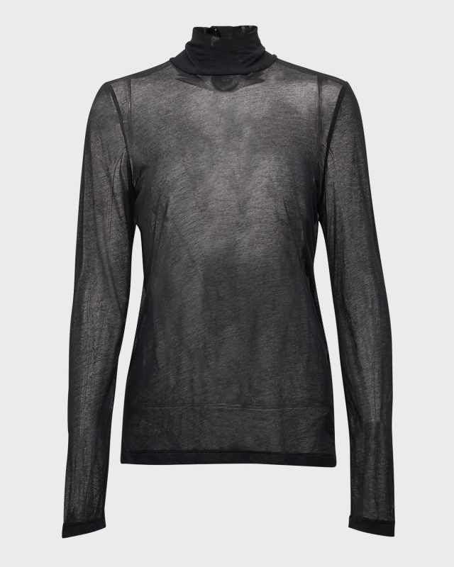 Sheer Two-Way Turtleneck Top