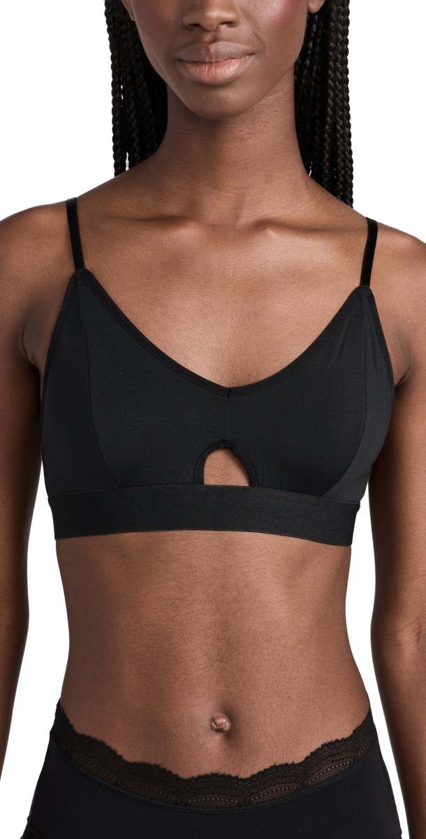 Stripe & Stare Cut-out Bralette Black