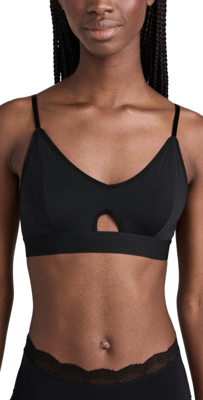 Stripe & Stare Cut-out Bralette Black