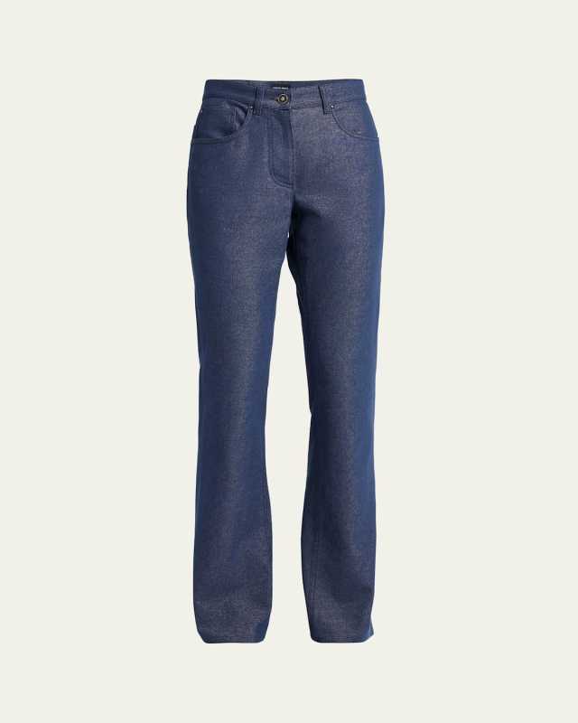 Bootleg Denim Jeans with Logo Embroidery