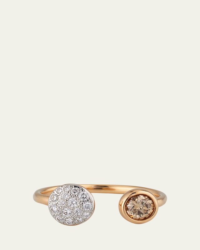 Sabbia Open Ring with Brown and White Diamonds