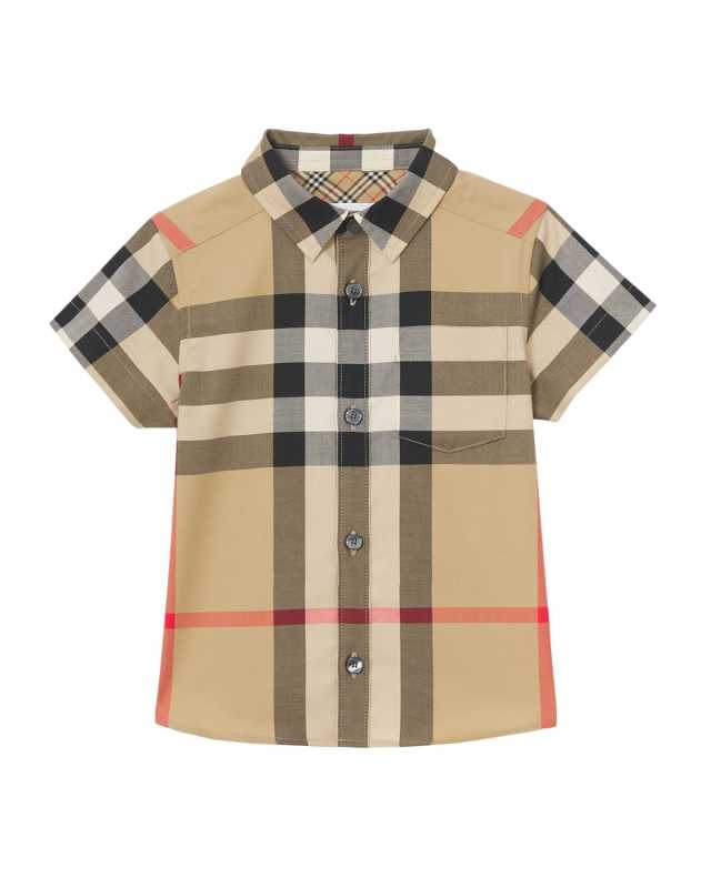 Boy's Owen Vintage Check Short-Sleeve Shirt, Size 6M-2