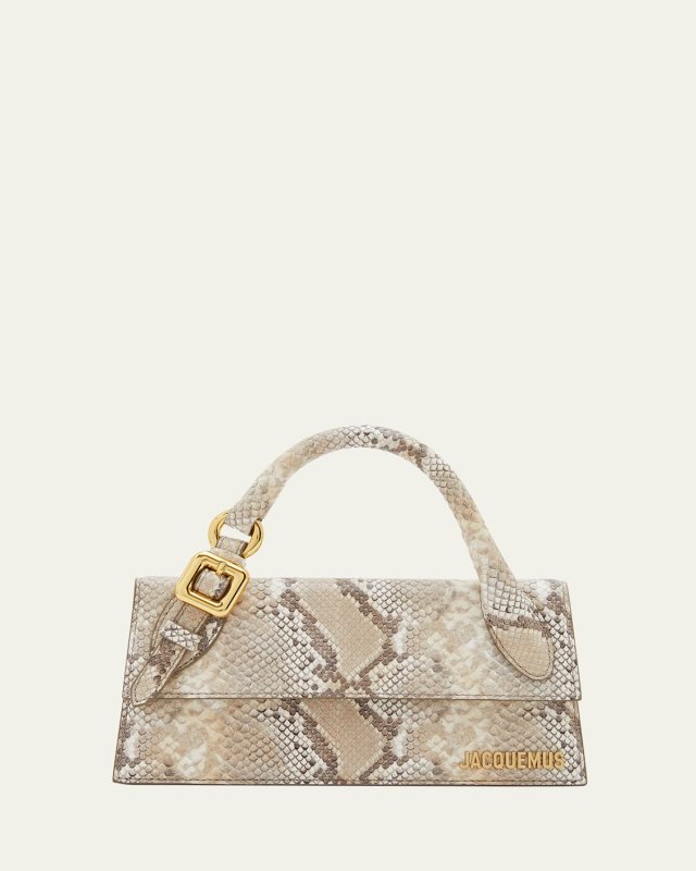 Le Chiquito Long Snake-Embossed Top-Handle Bag