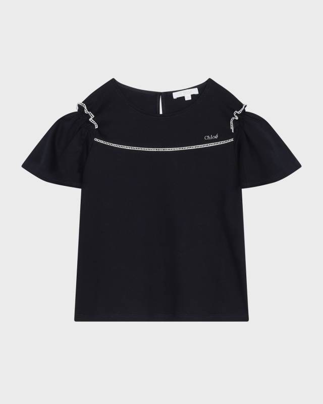 Girl's Embroidered Logo-Print Top, Size 4-