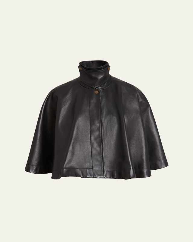 Soft Napa Leather Capelet Jacket
