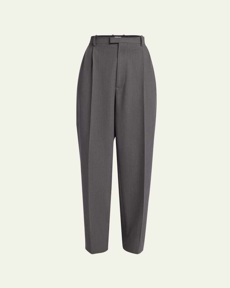 Tapered Wool Stretch Tricotine Trousers
