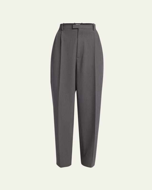 Tapered Wool Stretch Tricotine Trousers