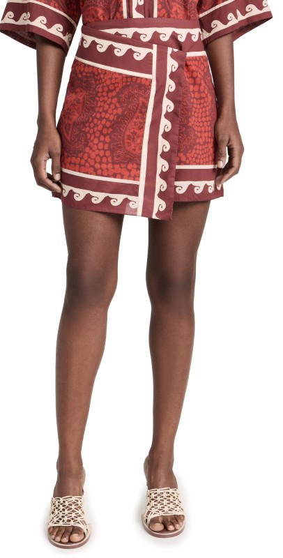Johanna Ortiz Hunting Roots Wrap Skirt Paisley Red/Ecru