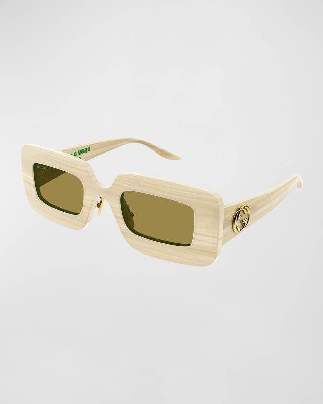 Hollywood Forever Rectangular Acetate Sunglasses with Crystals