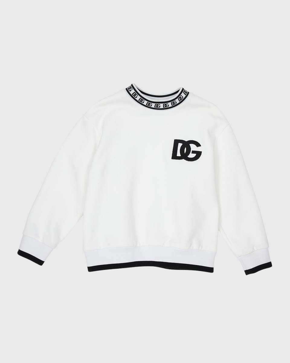 Boy's Continuativo Ringer Collar Logo-Print Sweatshirt, Size 4-