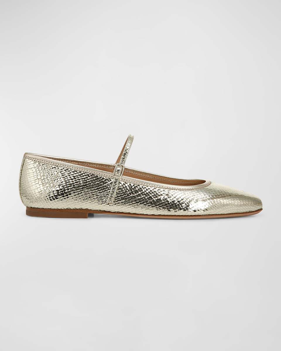Ellie Snake-Embossed Mary Jane Ballerina Flats
