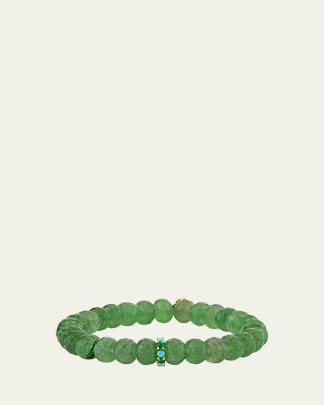 Large Cocktail Emerald and Turquoise Rondelle Bracelet, 8mm
