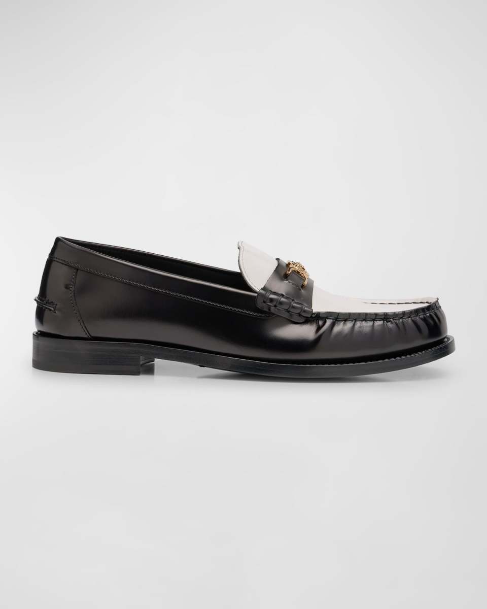 Medusa Chain Leather Loafers