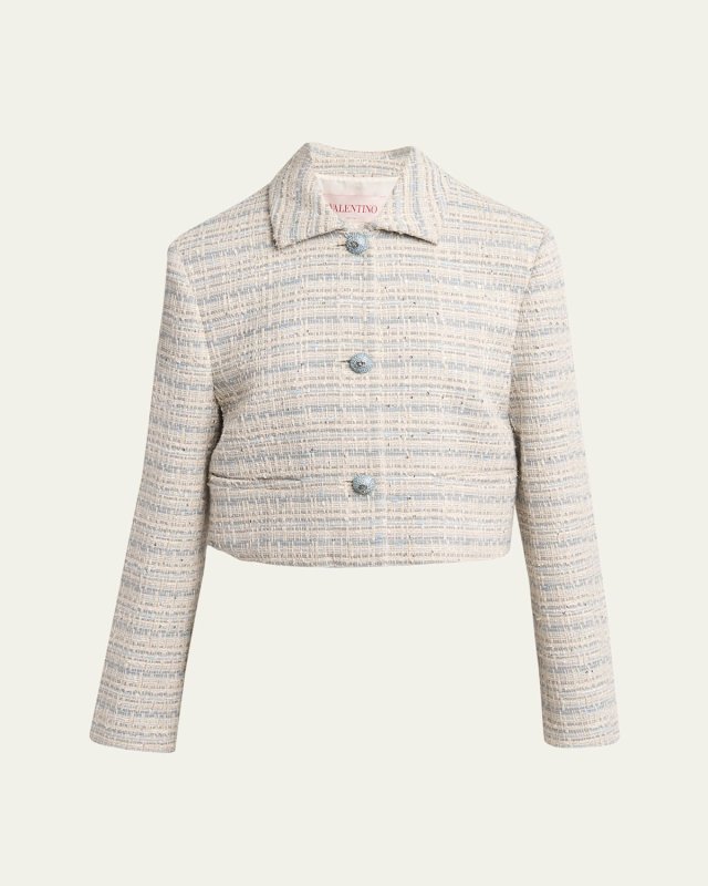 Tweed Crystal Sequined Boxy Jacket