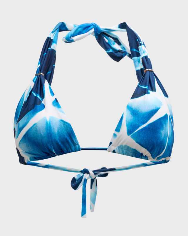 Tie-Dye Geometric Halter Bikini Top