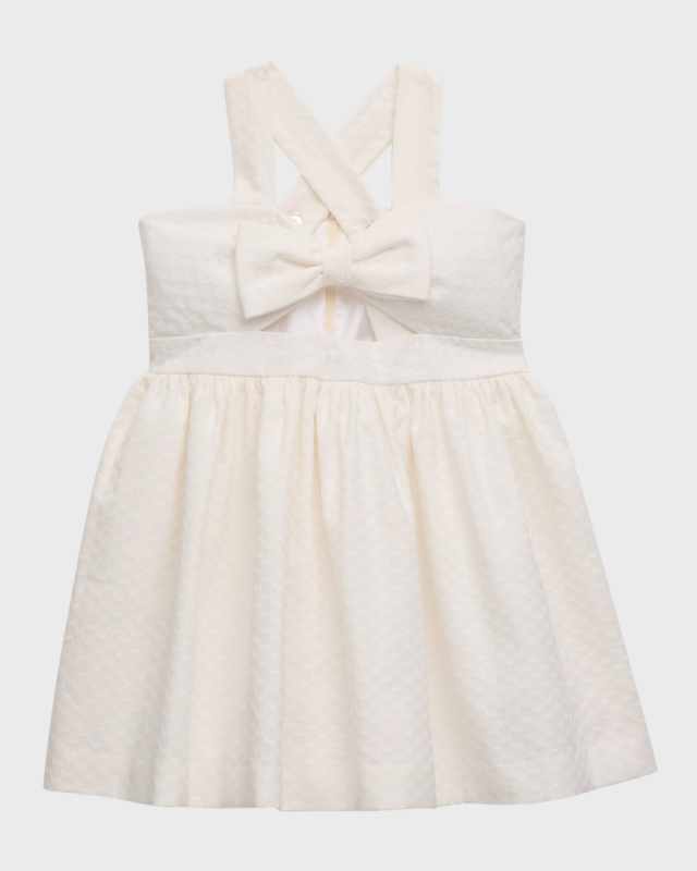 Girl's Pique Peek a Bow Dress, Size 2-6