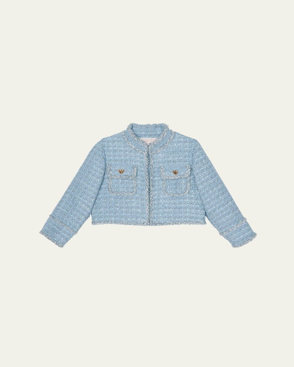 Girl's Aubazine Tweed Embellished Cropped Jacket, Size 12-