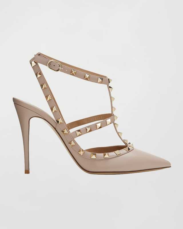 Roman Stud Pointed Caged Pumps