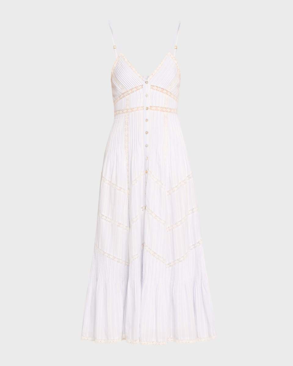 Esilda Cotton Lace Spaghetti-Strap Midi Dress