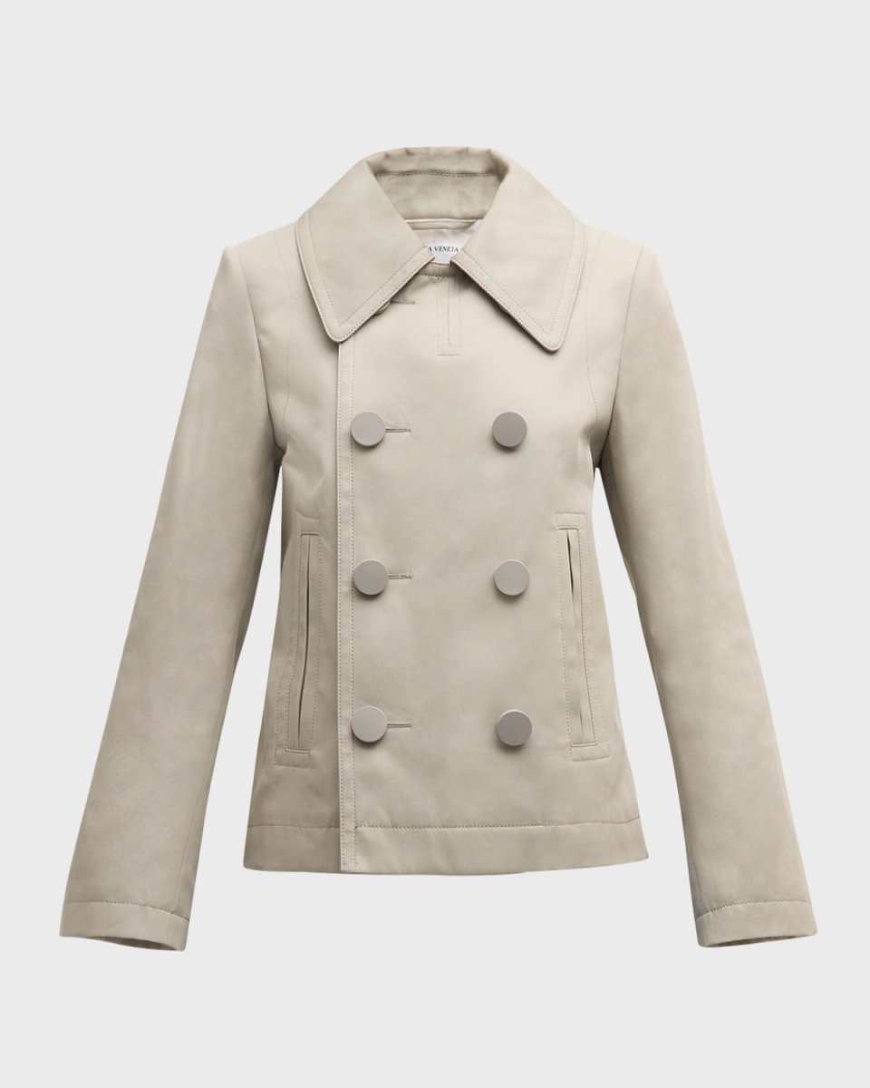 Double-Breasted Cotton Twill Caban Jacket