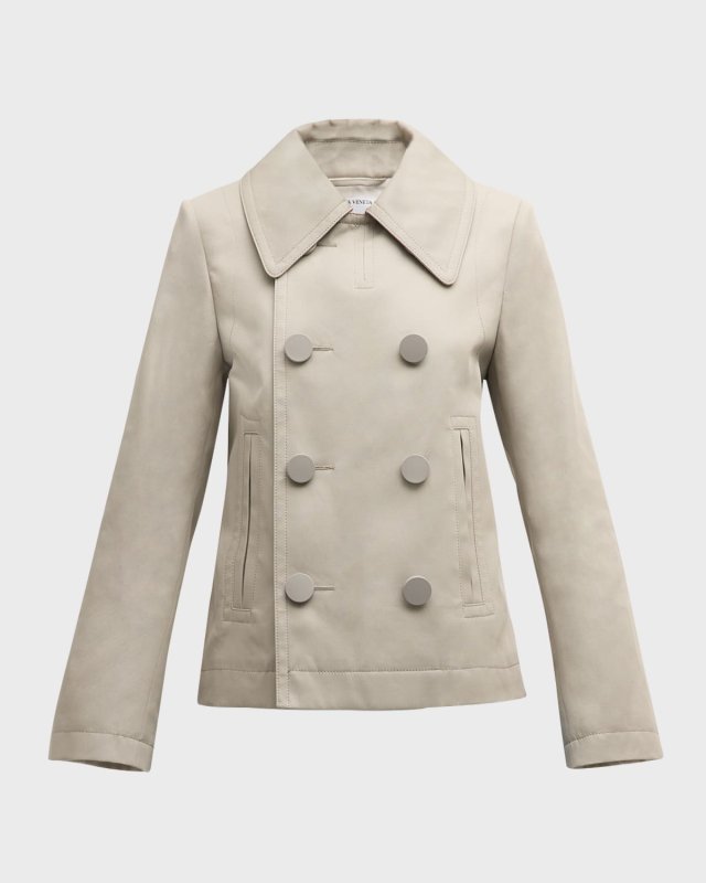 Double-Breasted Cotton Twill Caban Jacket