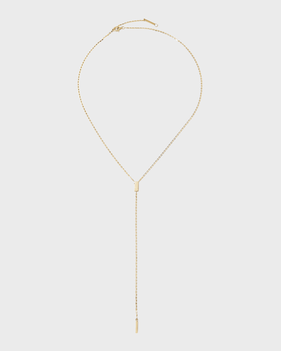 Petite Malibu Gold Tag Lariat Necklace